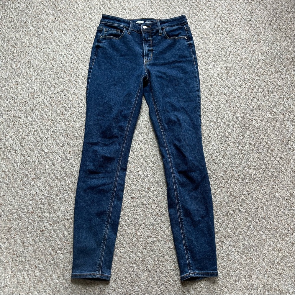 Old Navy Rockstar Super Skinny Jeans Womens 4 Stretch Dark Wash Mid Rise Denim